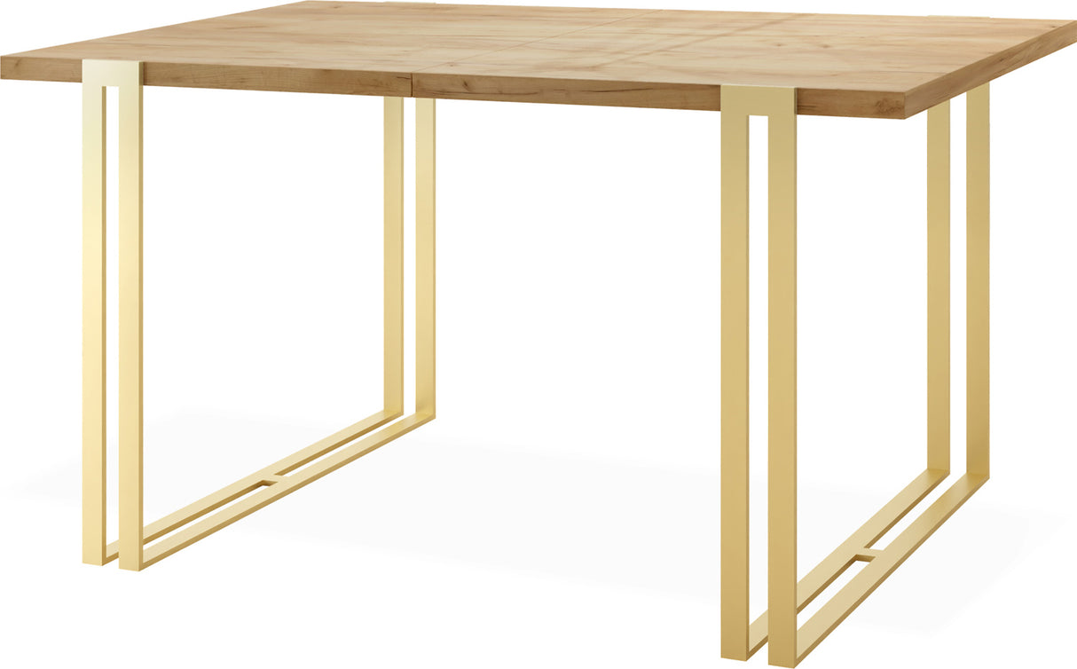 Ausziehbarer Esstisch – Großer Tisch im Loft-Stil mit Golden Metallbeinen 160 bis 260 cm – Industrietisch für das Wohnzimmer – Spacesaver – 160 x 90 cm