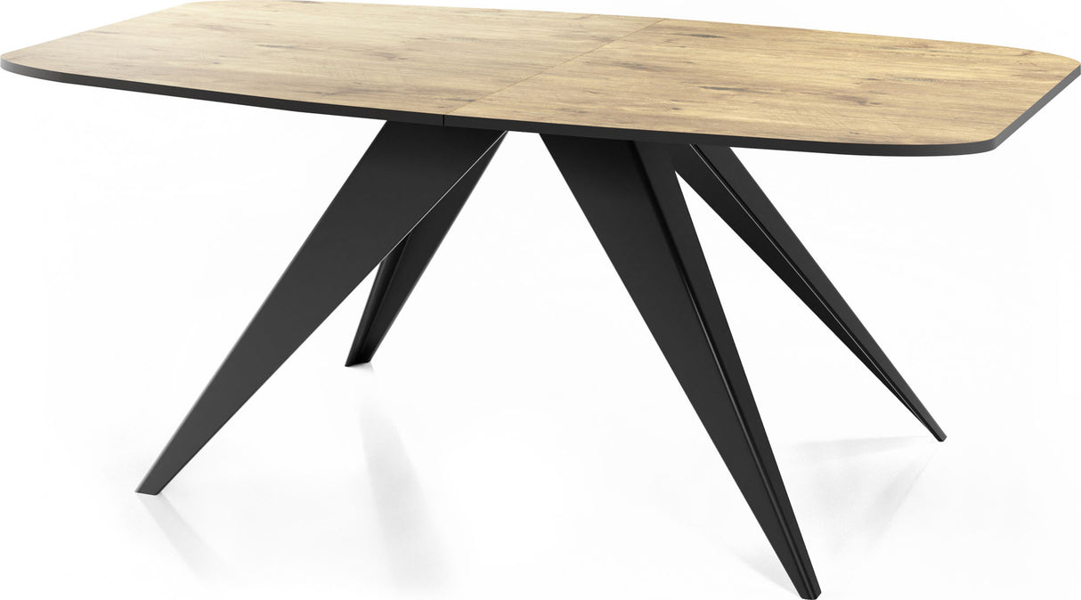 Ausziehbarer Esstisch Foster im Loft-Stil – Industrieller Tisch mit Schwarzen Metallbeinen – Made in EU