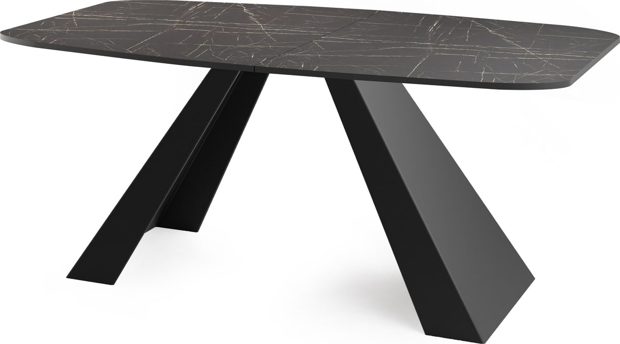 Esstisch Monte Schwarz im Modern Stil, Rechteckiger Tisch – Ausziehbar – Pulverbeschichtete Schwarze Metallbeine – Made in EU