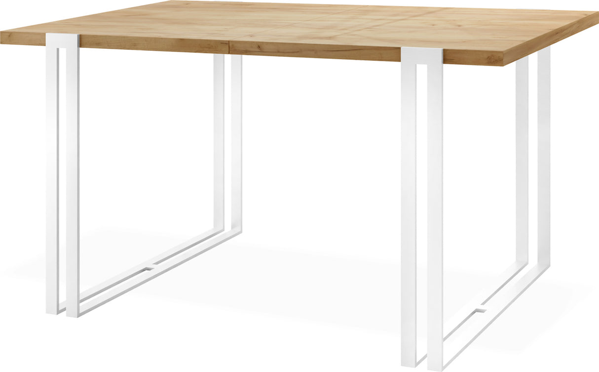 Ausziehbarer Esstisch – Großer Tisch im Loft-Stil mit Weiße Metallbeinen 160 bis 260 cm – Industrietisch für das Wohnzimmer – Spacesaver – 160 x 90 cm