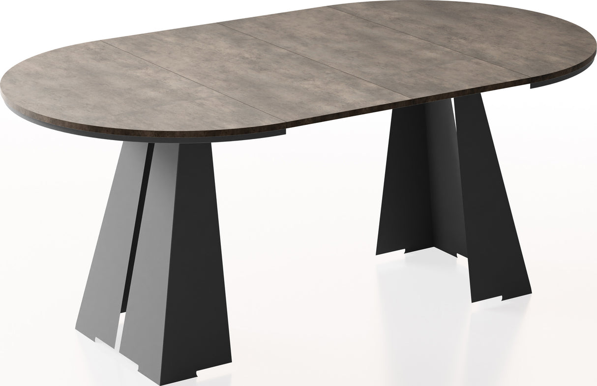 Runder Ausziehbarer Esstisch mit Schwarzem Metallgestell – Moderner Industrieller Tisch für Esszimmer oder Küche – Made in EU