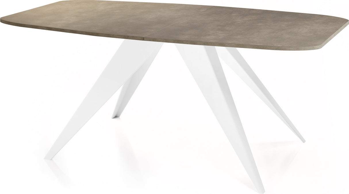 Ausziehbarer Esstisch Fatina im Loft-Stil – Industrieller Tisch mit Weißen Metallbeinen – Made in EU