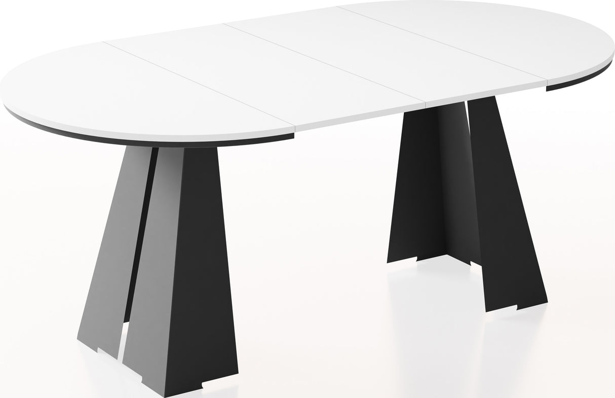 Runder Ausziehbarer Esstisch mit Schwarzem Metallgestell – Moderner Industrieller Tisch für Esszimmer oder Küche – Made in EU