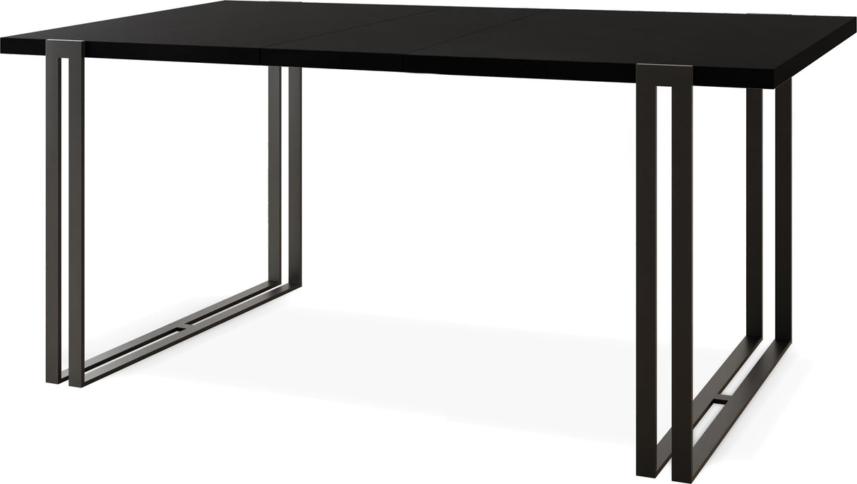 Ausziehbarer Esstisch mit Tischrand – Großer Tisch im Loft-Stil mit Schwarzen Metallbeinen 160 bis 260 cm – Industrietisch für das Wohnzimmer – 160 x 90 cm