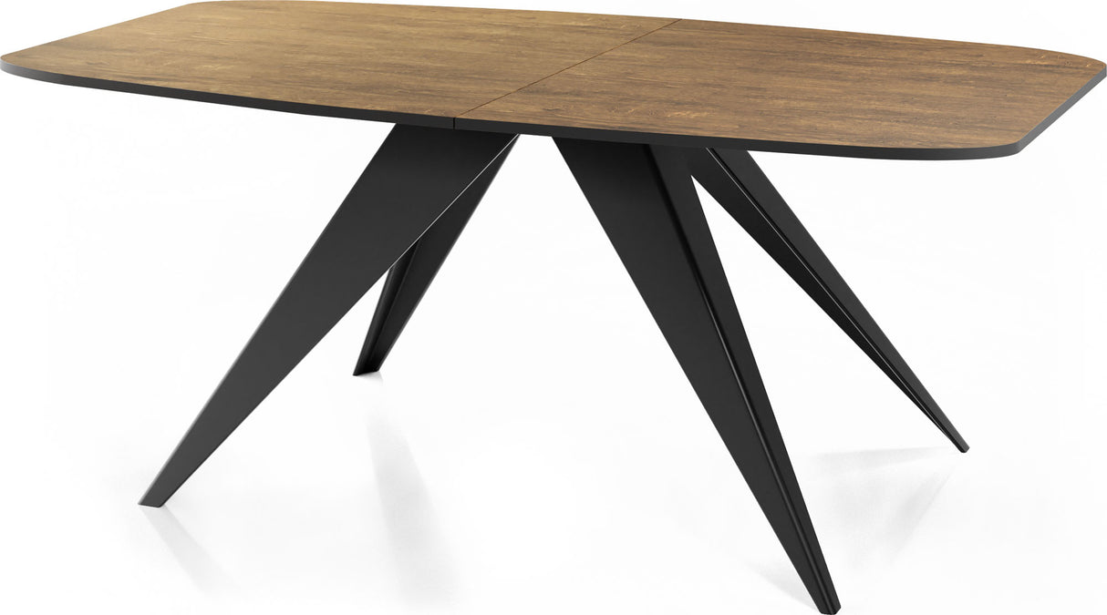 Ausziehbarer Esstisch Foster im Loft-Stil – Industrieller Tisch mit Schwarzen Metallbeinen – Made in EU