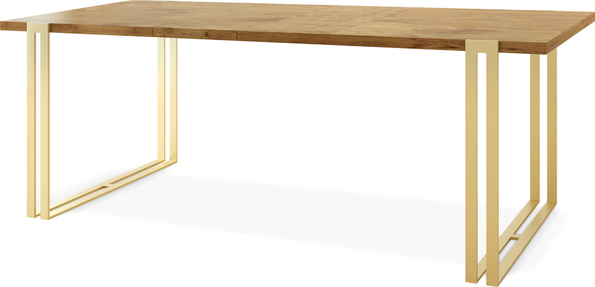 Ausziehbarer Esstisch – Großer Tisch im Loft-Stil mit Golden Metallbeinen 160 bis 260 cm – Industrietisch für das Wohnzimmer – Spacesaver – 160 x 90 cm