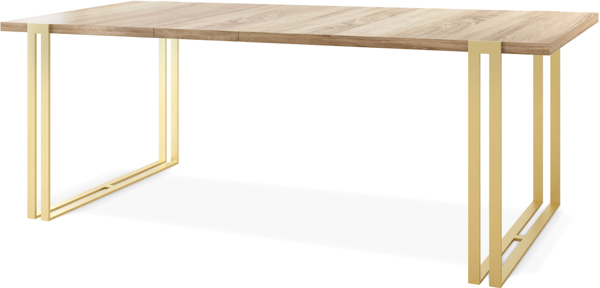 Ausziehbarer Esstisch – Großer Tisch im Loft-Stil mit Golden Metallbeinen 160 bis 260 cm – Industrietisch für das Wohnzimmer – Spacesaver – 160 x 90 cm