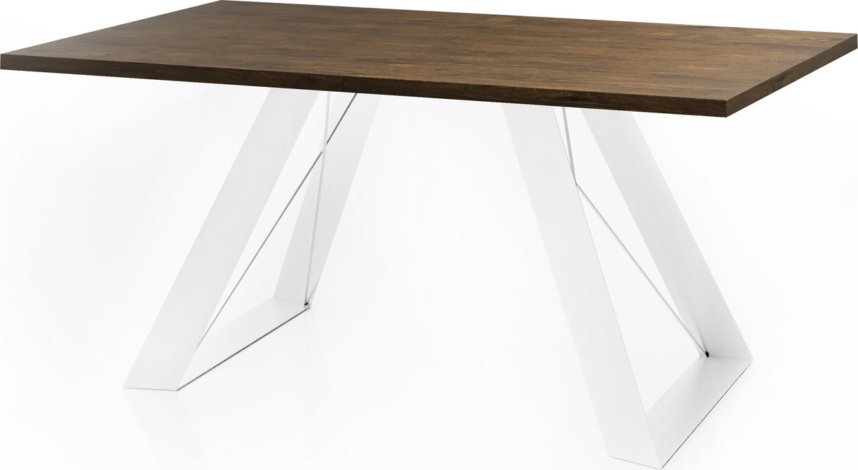 Esstisch Colter Weiß im Modern Stil, Rechteckiger Tisch – Ausziehbar – Pulverbeschichtete Weiße Metallbeine – Made in EU