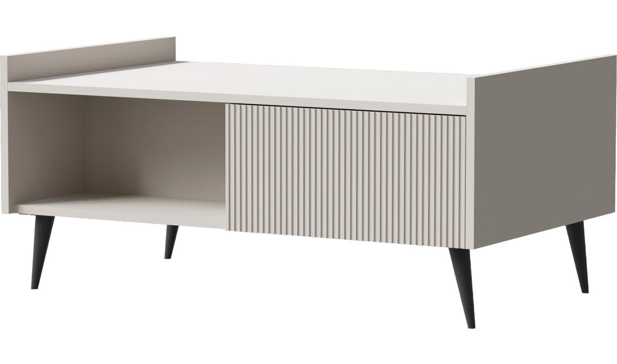 Couchtisch 120x60 cm – Rechteckiger Wohnzimmertisch mit Stauraum – Sofatisch mit hohen Metallfüßen im Loft-Stil – Minimalistischer Kaffeetisch – ARYSA