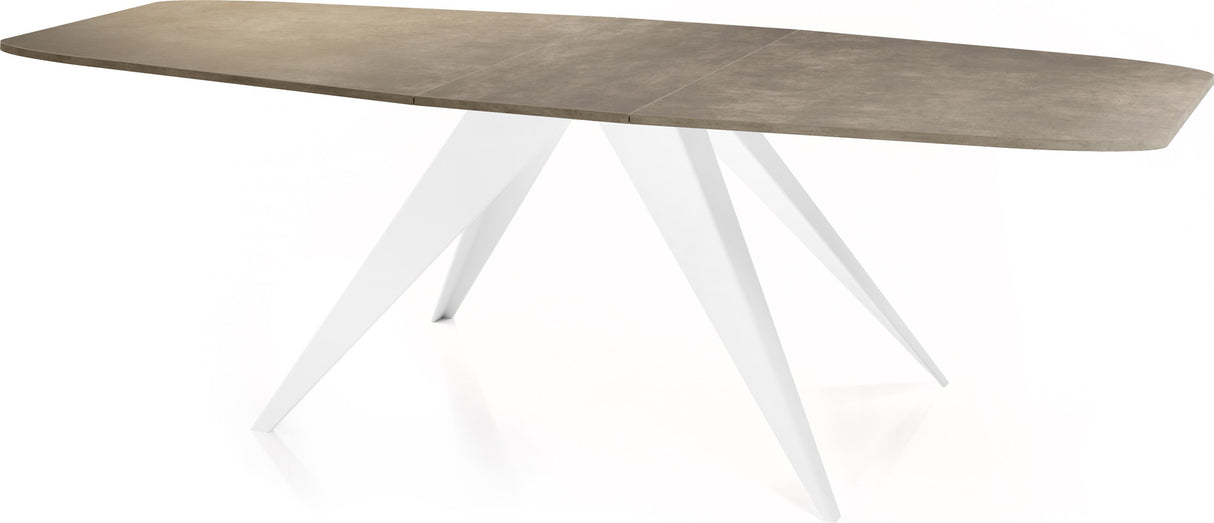 Ausziehbarer Esstisch Fatina im Loft-Stil – Industrieller Tisch mit Weißen Metallbeinen – Made in EU