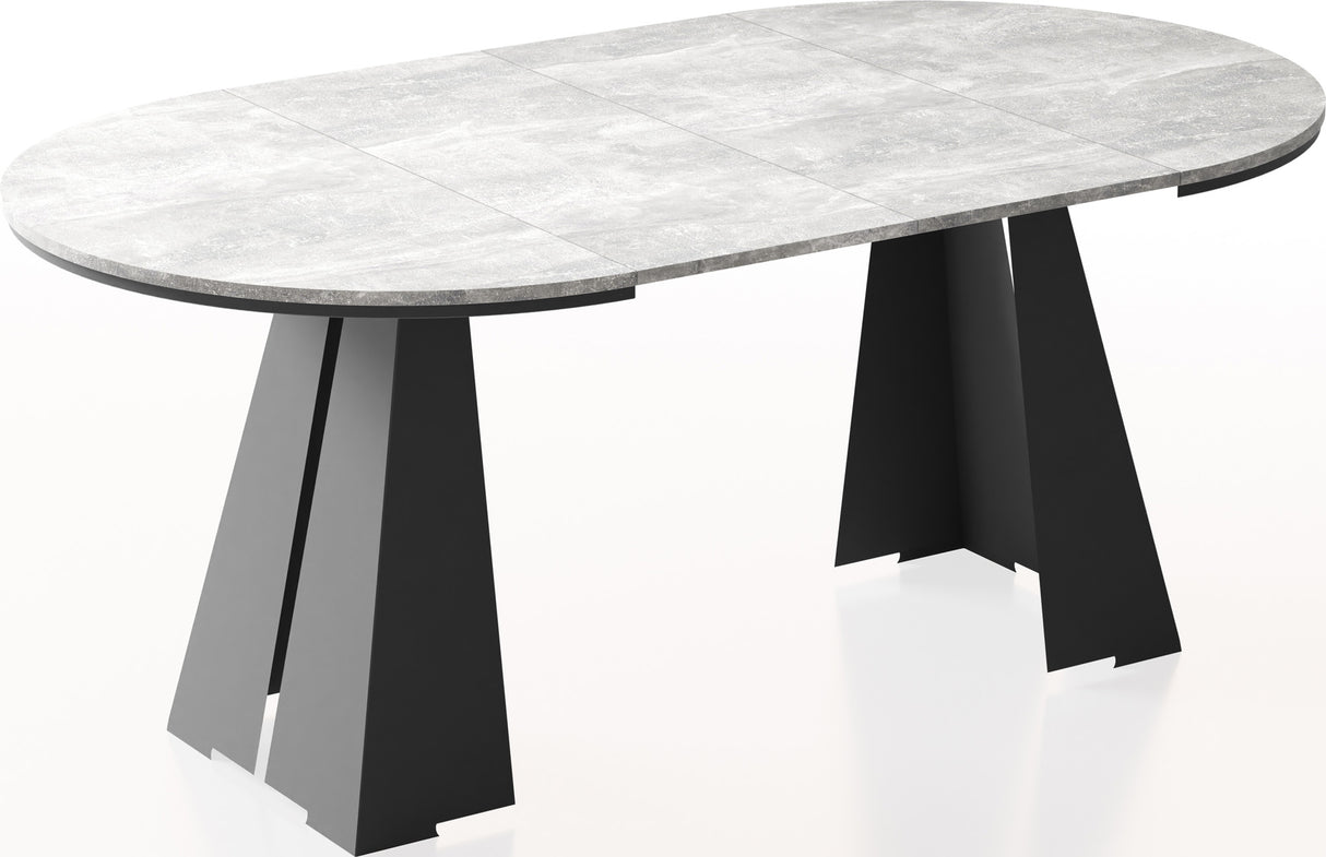 Runder Ausziehbarer Esstisch mit Schwarzem Metallgestell – Moderner Industrieller Tisch für Esszimmer oder Küche – Made in EU