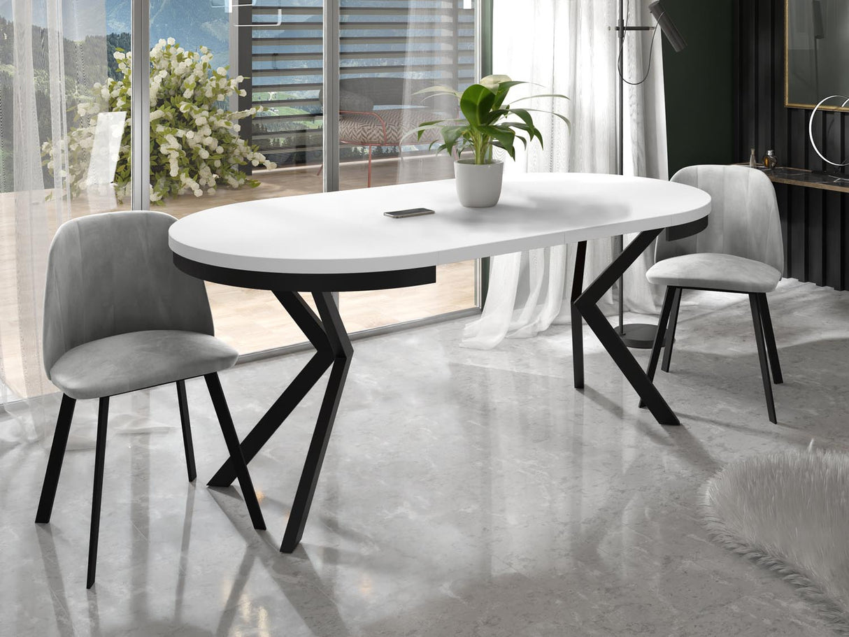 Runder Ausziehbarer Esstisch – Loft Style Tisch mit Metallbeinen – 90 bis 170 cm – Industrieller Tisch für Wohnzimmer – Kompakt – 90 cm