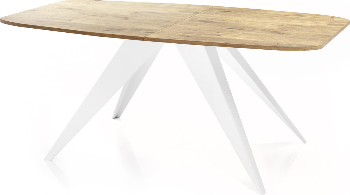 Ausziehbarer Esstisch Fatina im Loft-Stil – Industrieller Tisch mit Weißen Metallbeinen – Made in EU