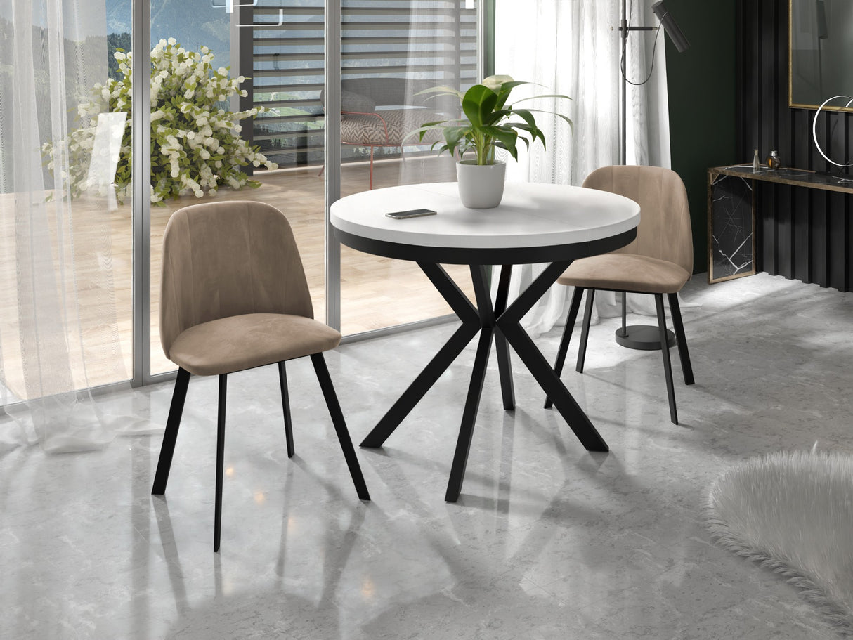 Runder Ausziehbarer Esstisch – Loft Style Tisch mit Metallbeinen – 90 bis 170 cm – Industrieller Tisch für Wohnzimmer – Kompakt – 90 cm