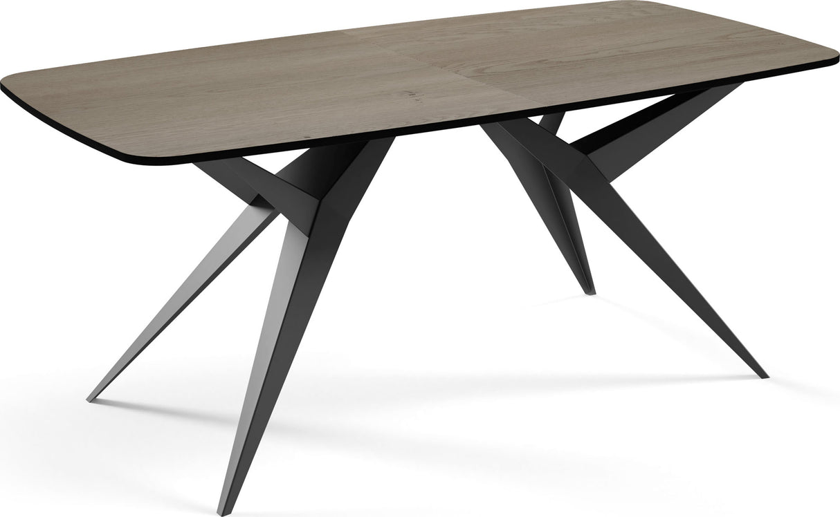 Ausziehbarer Esstisch im Loft-Stil – Rechteckiger Tisch mit Schwarzen Metallbeinen – Industrietisch mit Abgerundeten Ecken – Platzsparender Tisch für 10-14 Personen – 200 bis 280 cm