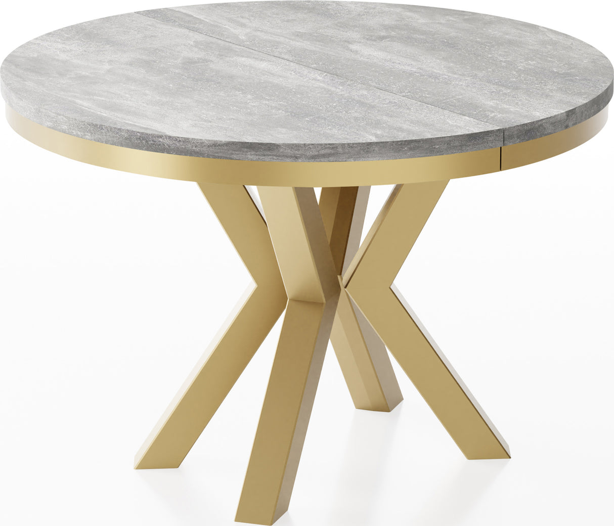 Runder Ausziehbarer Esstisch Clara im Loft-Stil – Industrieller Tisch mit Goldenen Metallbeinen – Made in EU