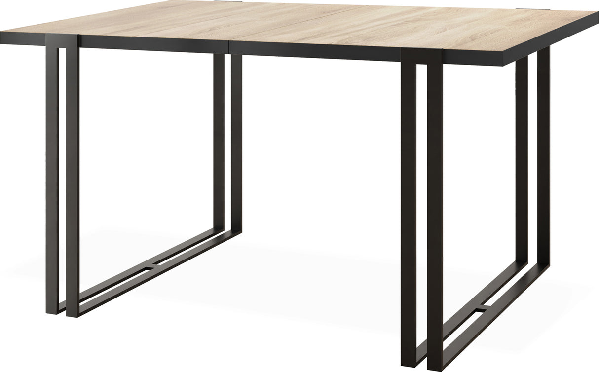 Ausziehbarer Esstisch mit Tischrand – Großer Tisch im Loft-Stil mit Schwarzen Metallbeinen 160 bis 260 cm – Industrietisch für das Wohnzimmer – 160 x 90 cm