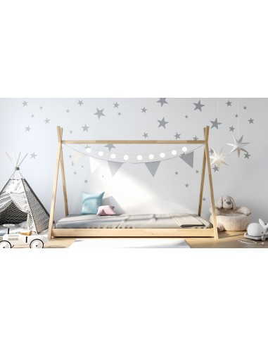 Kinderbett Tipi Massivholz Einzelbett 3ft 90x190 80x180 80x160 - Montessori Haus Hütte Bett - Kleinkind Bett - Für Jungen Und Mädchen - Natur Kieferholz