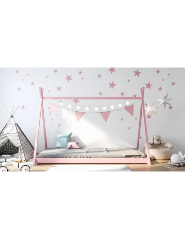 Kinderbett Tipi Massivholz Einzelbett 3ft 90x190 80x180 80x160 - Montessori Haus Hütte Bett - Kleinkind Bett - Für Jungen Und Mädchen - Natur Kieferholz