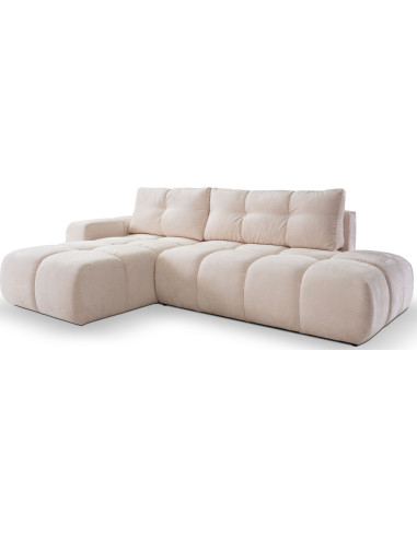 Modern Eckesofa - Schlafsofa mit Bettkasten - Einzigartiges Form - Beige  Couch mit Schlaffunktion Bettfunktion L-Form mit Ottomane