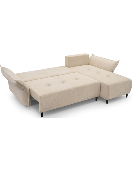 Ecksofa - Samt Schlafsofa mit Bettkasten - 3 Sitzer Sofa - Couch mit Schlaffunktion Bettfunktion L-Form mit Ottomane