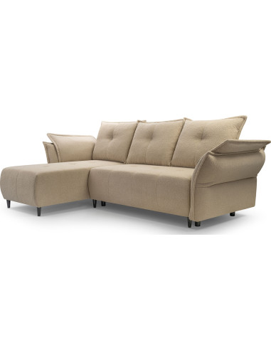 Ecksofa - Samt Schlafsofa mit Bettkasten - 3 Sitzer Sofa - Couch mit Schlaffunktion Bettfunktion L-Form mit Ottomane