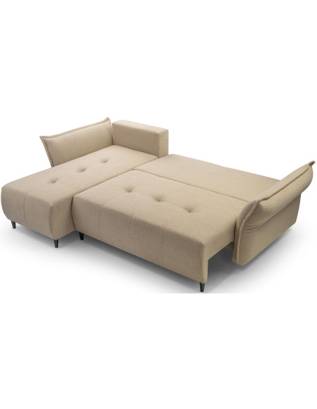 Ecksofa - Samt Schlafsofa mit Bettkasten - 3 Sitzer Sofa - Couch mit Schlaffunktion Bettfunktion L-Form mit Ottomane
