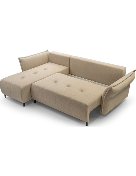 Ecksofa - Samt Schlafsofa mit Bettkasten - 3 Sitzer Sofa - Couch mit Schlaffunktion Bettfunktion L-Form mit Ottomane