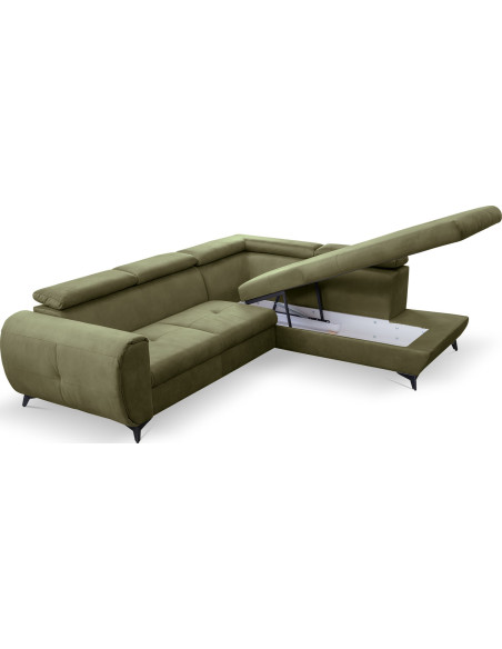 Modern Ecksofa - Schlafsofa mit Bettkasten - 3 Sitzer Sofa - Couch mit Schlaffunktion Bettfunktion L-Form mit Ottomane