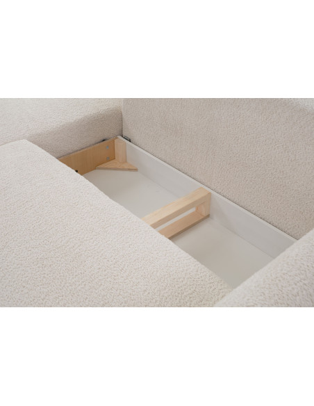 Modern Ecksofa mit Schwarze Metallbeine - Schlafsofa mit Bettkasten - 3 Sitzer Sofa - Couch mit Schlaffunktion Bettfunktion L-Form mit Ottomane - Relaxfunktion
