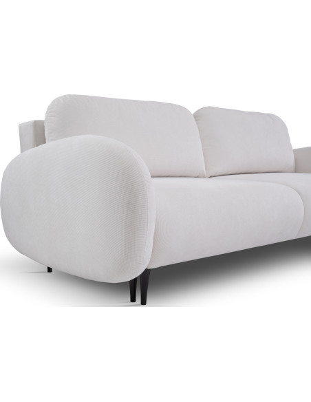 Sofa mit Bettkasten - Gemütlich Schlafsofa mit Schwarze Metallbeine - 3 Sitzer Sofa Couch mit Schlaffunktion Bettfunktion Skandinavisch Polstergarnitur -