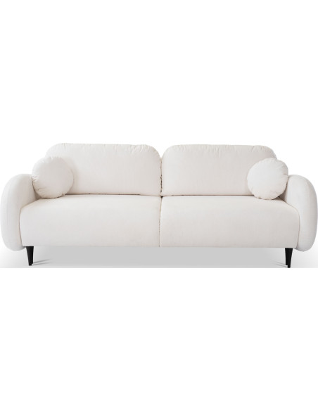 Sofa mit Bettkasten - Gemütlich Schlafsofa mit Schwarze Metallbeine - 3 Sitzer Sofa Couch mit Schlaffunktion Bettfunktion Skandinavisch Polstergarnitur -
