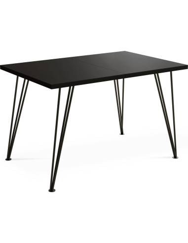 Rechteckig Ausziehbarer Esstisch 120 140 160 cm - Loft Style Tisch mit Schwarze Metallbeinen - Industrieller Glamour Tisch für Wohnzimmer