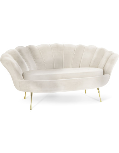 Samt Muschel Sofa mit Golden oder Silber Metallbeinen - Weicher 2-Sitzer Couch für Wohnzimmer - Elegant Polstersofa Muschelform - Soft Cloud Set