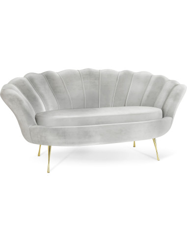 Samt Muschel Sofa mit Golden oder Silber Metallbeinen - Weicher 2-Sitzer Couch für Wohnzimmer - Elegant Polstersofa Muschelform - Soft Cloud Set