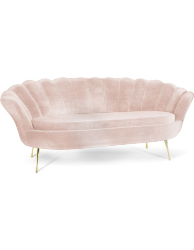 Samt Muschel Sofa mit Golden oder Silber Metallbeinen - Weicher 3-Sitzer Couch für Wohnzimmer - Elegant Polstersofa Muschelform - Soft Cloud Set