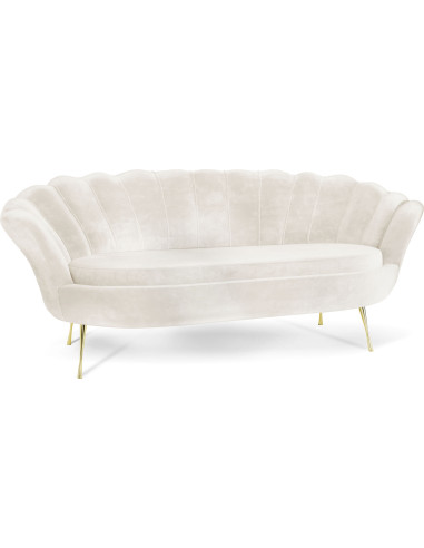 Samt Muschel Sofa mit Golden oder Silber Metallbeinen - Weicher 3-Sitzer Couch für Wohnzimmer - Elegant Polstersofa Muschelform - Soft Cloud Set