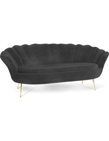 Samt Muschel Sofa mit Golden oder Silber Metallbeinen - Weicher 3-Sitzer Couch für Wohnzimmer - Elegant Polstersofa Muschelform - Soft Cloud Set