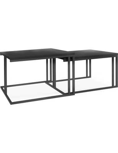 Quadratische Couchtische Rechteckige Satztische - Loft Style Couchtische mit schwarzen Metallbeine - 2 in 1 - Zwei Industrielle Getrennte Tische für Wohnzimmer