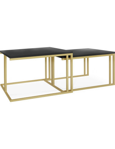 Quadratische Couchtische Rechteckige Satztische - Loft Style Couchtische mit goldenen Metallbeine - 2 in 1 - Zwei Industrielle Getrennte Tische für Wohnzimmer