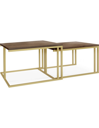 Quadratische Couchtische Rechteckige Satztische - Loft Style Couchtische mit goldenen Metallbeine - 2 in 1 - Zwei Industrielle Getrennte Tische für Wohnzimmer