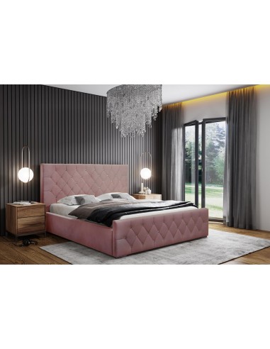 Samtstoff Polsterbett Doppelbett Stauraum 120x200 140x200 160x200 180x200 cm Bettgestell Mit Bettkasten Lattenrost und Kopfteil - Bett mit Kristallen - Hydrophobe Stoff -