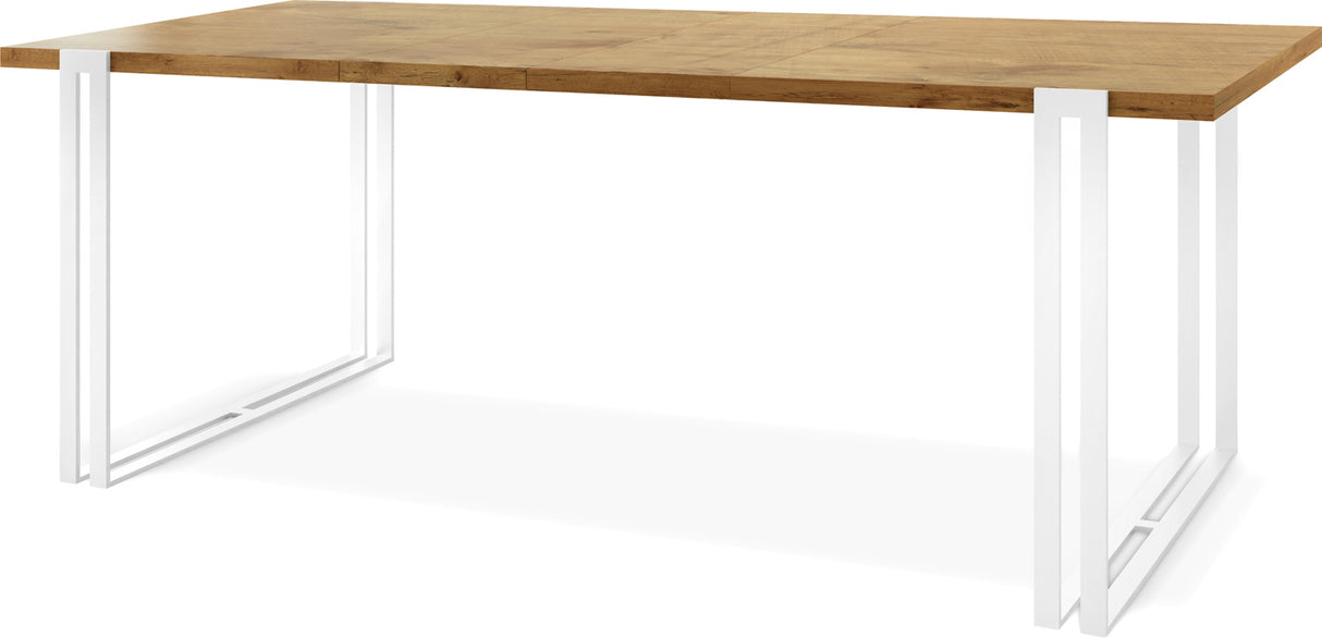 Ausziehbarer Esstisch – Großer Tisch im Loft-Stil mit Weiße Metallbeinen 160 bis 260 cm – Industrietisch für das Wohnzimmer – Spacesaver – 160 x 90 cm