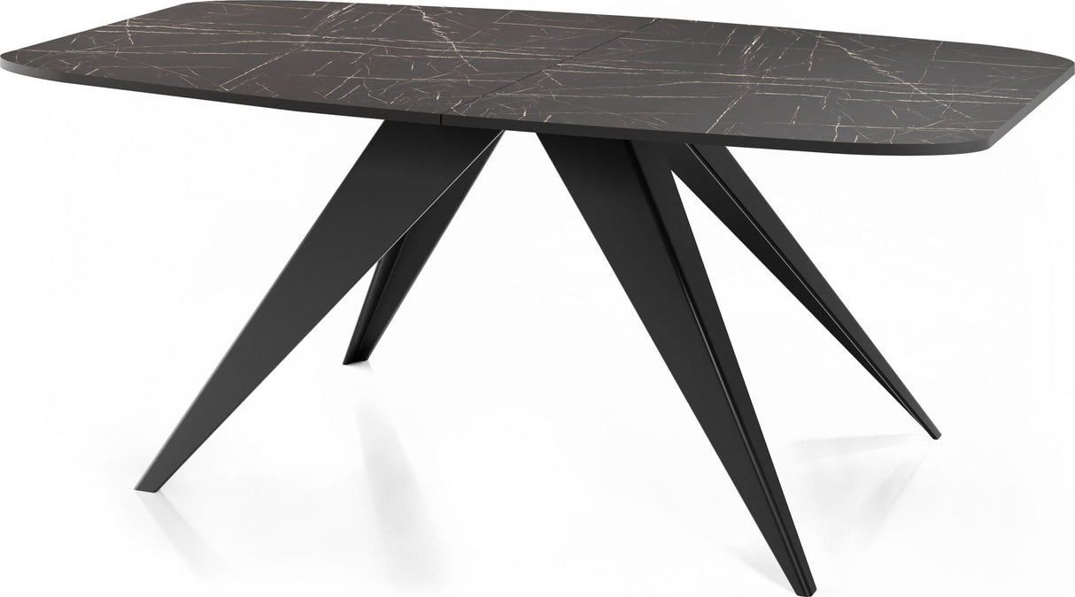 Ausziehbarer Esstisch Foster im Loft-Stil – Industrieller Tisch mit Schwarzen Metallbeinen – Made in EU