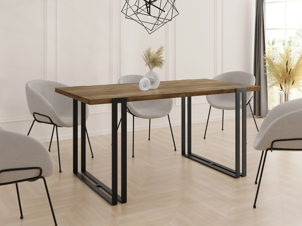 Ausziehbarer Esstisch – Großer Tisch im Loft-Stil mit Schwarze Metallbeinen 160 bis 260 cm – Industrietisch für das Wohnzimmer – Spacesaver – 160 x 90 cm