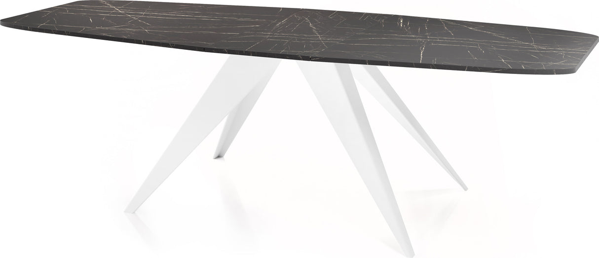 Ausziehbarer Esstisch Fatina im Loft-Stil – Industrieller Tisch mit Weißen Metallbeinen – Made in EU