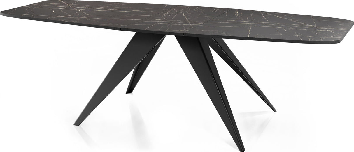 Ausziehbarer Esstisch Foster im Loft-Stil – Industrieller Tisch mit Schwarzen Metallbeinen – Made in EU