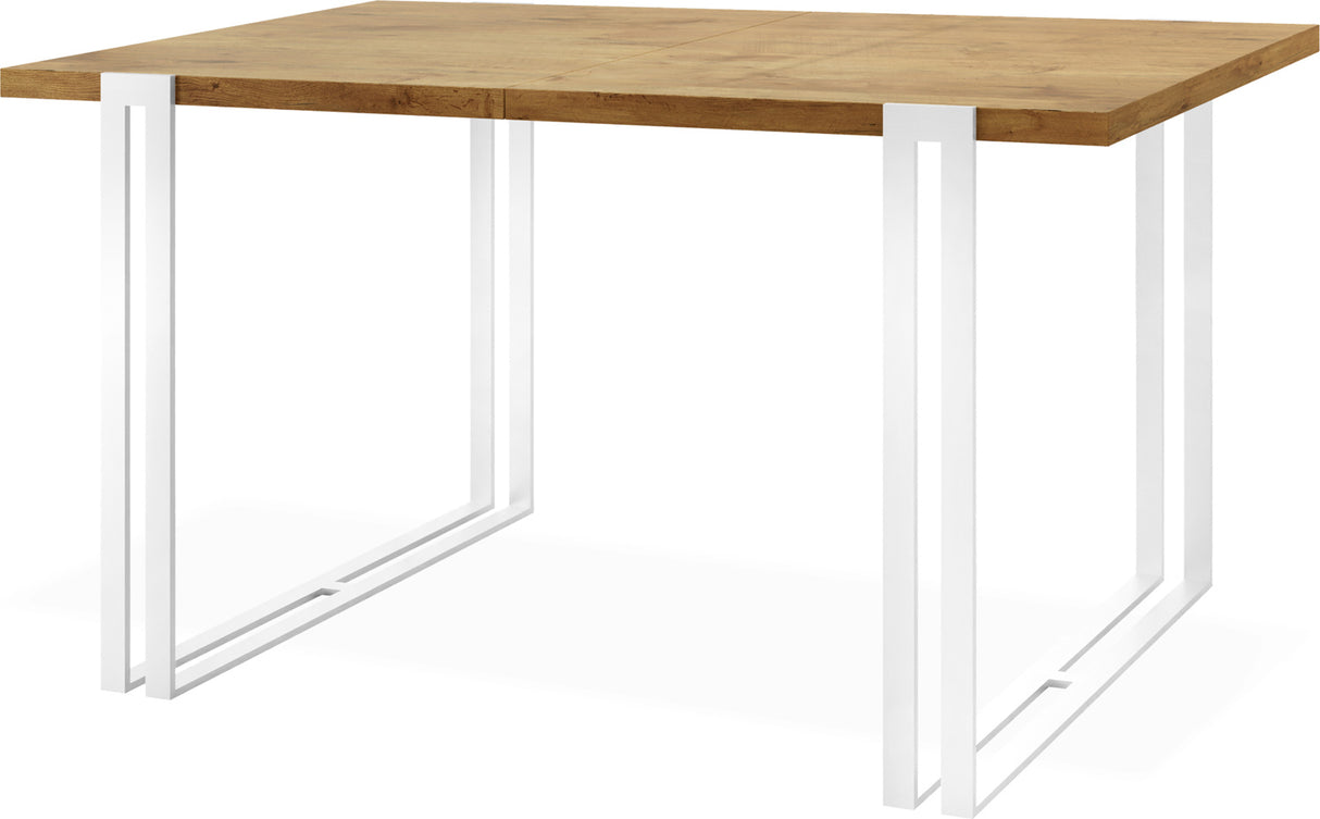 Ausziehbarer Esstisch – Großer Tisch im Loft-Stil mit Weiße Metallbeinen 160 bis 260 cm – Industrietisch für das Wohnzimmer – Spacesaver – 160 x 90 cm