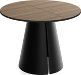 Esstisch Rund Ausziehbar im Loft-Stil – 100 bis 180 cm – Industrieller Platzsparender Tisch mit Schwarzen Konischem Metallbeinen für 5 bis 8 Personen, Wohnzimmer Esszimmer