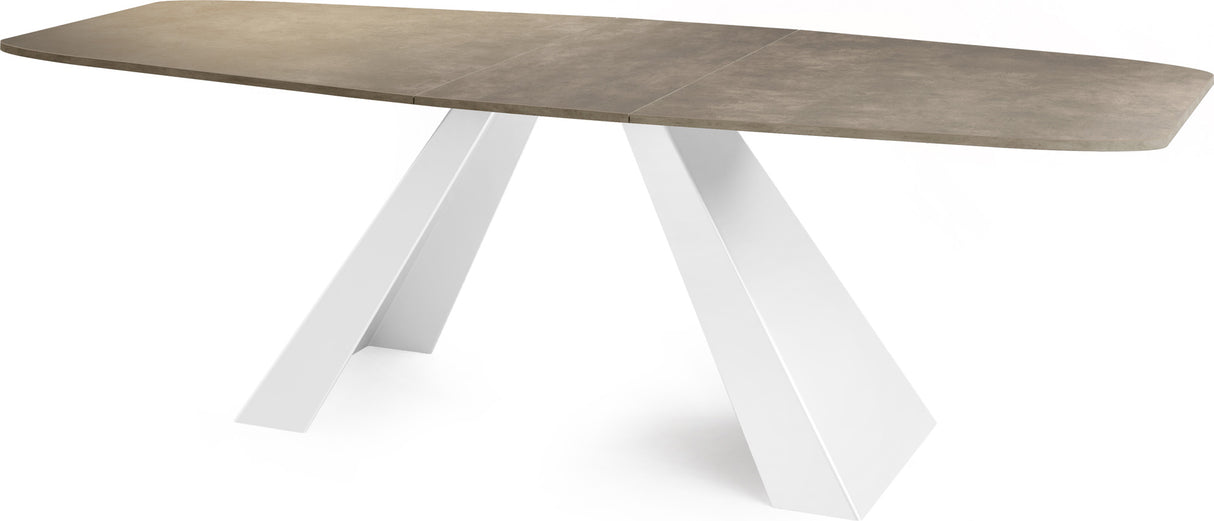 Esstisch Monte Weiß im Modern Stil, Rechteckiger Tisch – Ausziehbar – Pulverbeschichtete Weiße Metallbeine – Made in EU